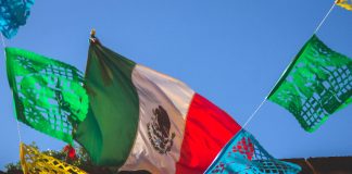 Mexican flag and papel picado