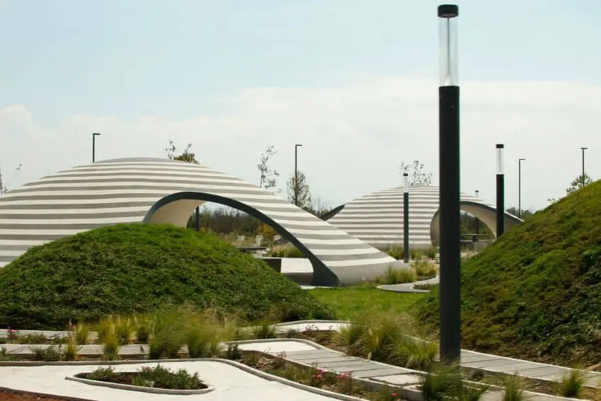 Edificios del parque del lago de Texcoco