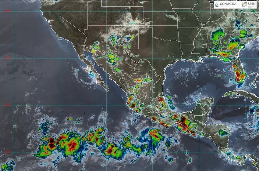 The seasonal Mexican monsoon will combine with tropical wave 14, a low-pressure trough and cyclonic activity on the coasts. 