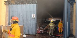 The La Rojeña distillery caught fire on Tuesday after a tank exploded.