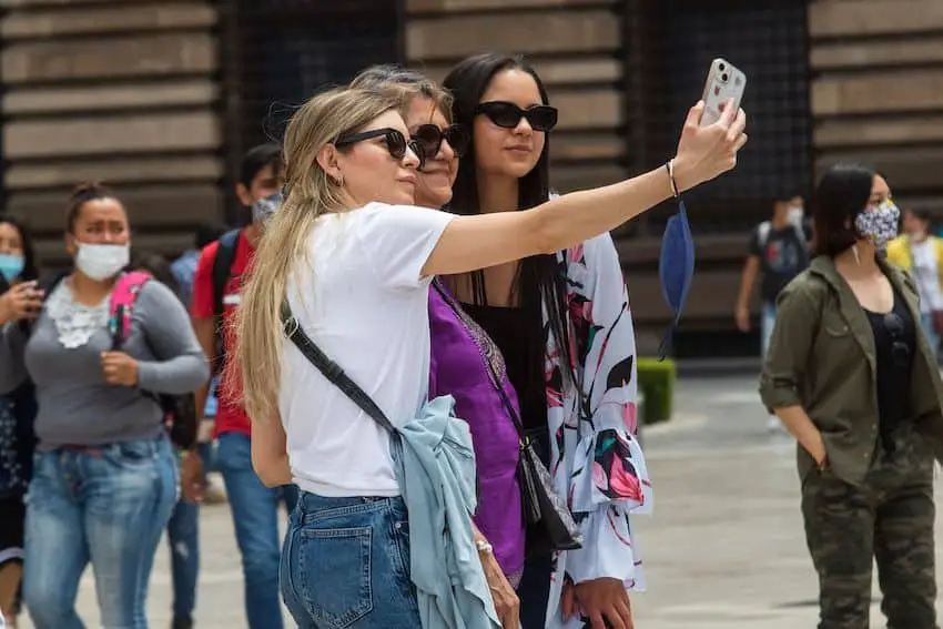 Tourists in Mexico taking a selfie