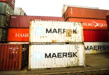 Shipping containers at the Lázaro Cárdenas port