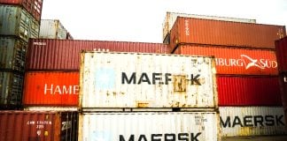Shipping containers at the Lázaro Cárdenas port
