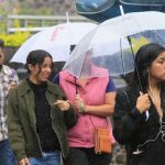 People carrying umbrellas in the rain