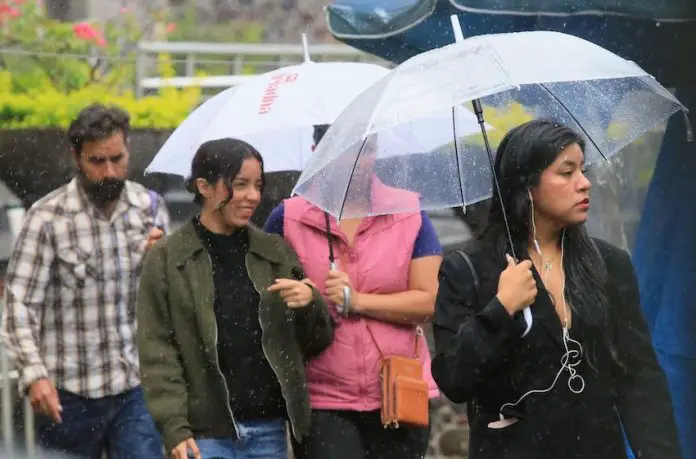 People carrying umbrellas in the rain