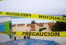Cancún beaches taped off on Thursday