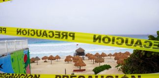 Cancún beaches taped off on Thursday