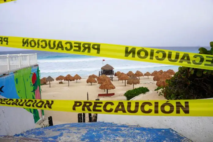 Cancún beaches taped off on Thursday