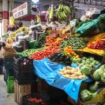 Fruits and vegetables at a market