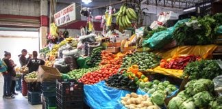 Fruits and vegetables at a market