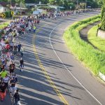 A view of the 1,000-person migrant caravan traveling north from Chiapas, Mexico