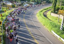 A view of the 1,000-person migrant caravan traveling north from Chiapas, Mexico