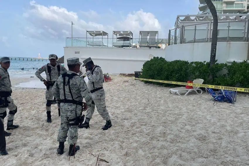 The area where a stray bullet killed a boy in Cancún on Sunday