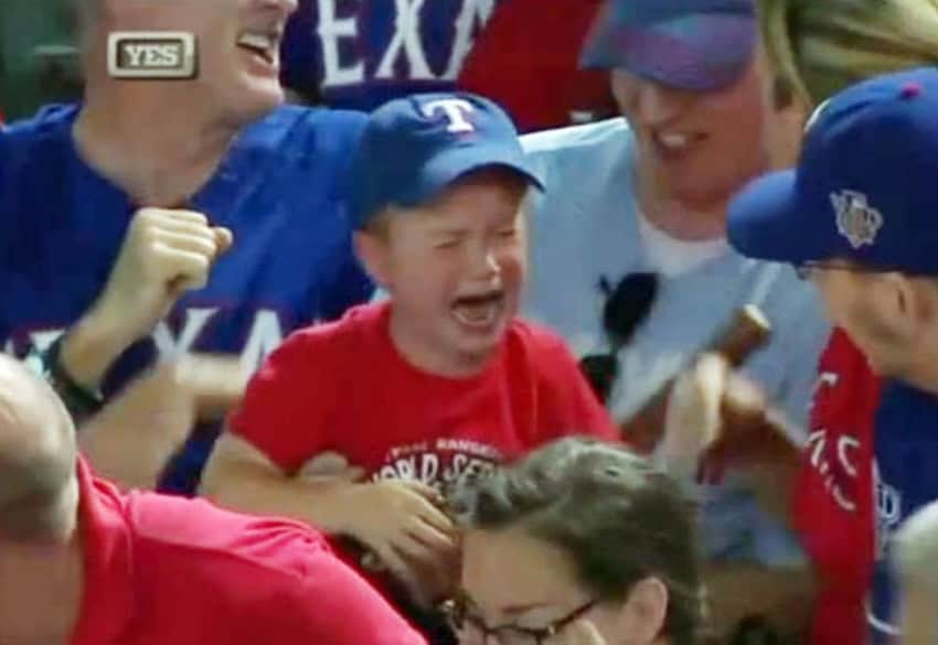 Crying baseball child