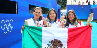 Mexico's women's archery team at the Paris Olympics