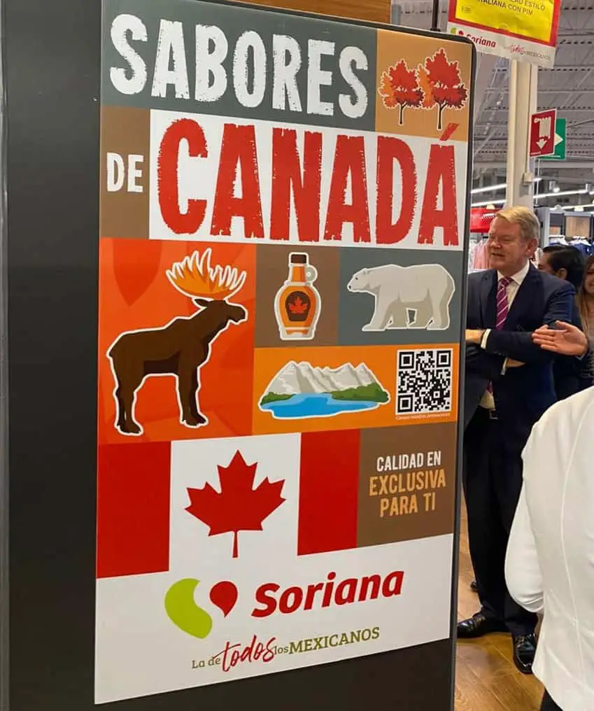 Signage advertising Canadian products in Soriana