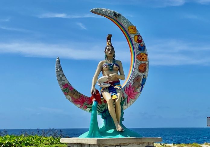 statue of the Goddess Ixchel at the Isla Mujeres Temazcal