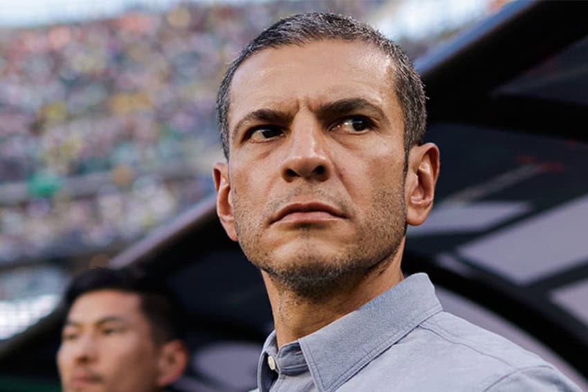 Mexican national soccer team former coach Jaime Lozano staring off beyond the camera at a game.