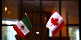 Mexican and Canadian flags