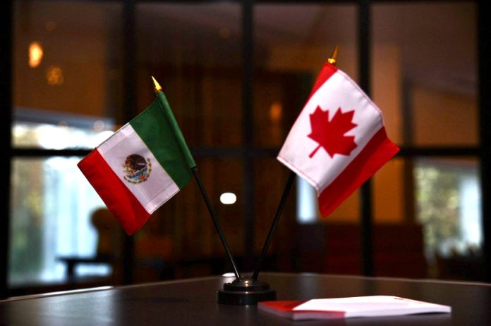 Mexican and Canadian flags