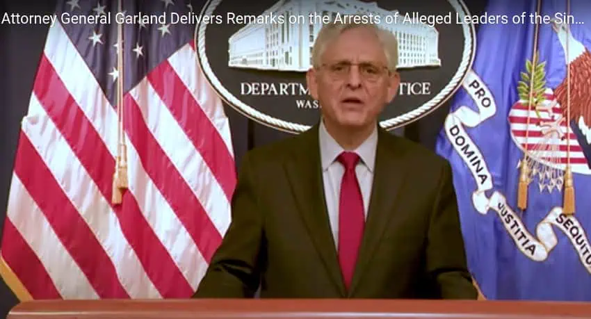 Merrick Garland giving a statement to the press