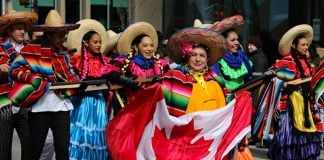 Mexicans with a Canadian flag