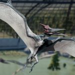 animatronic pterodactyl in flight from Jurassic World exhibition in Mexico City