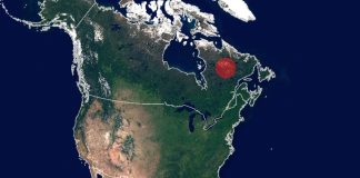 Satellite image of North America