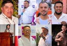 Mugshots of eight people who won in Michoacan's 2024 local elections. as trans women. They all appear conventionally male.