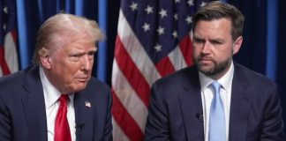 Donald Trump and J.D. Vance in an interview clip