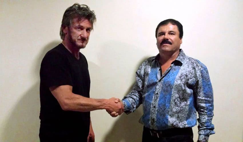 El Chapo shakes hands with actor Sean Penn