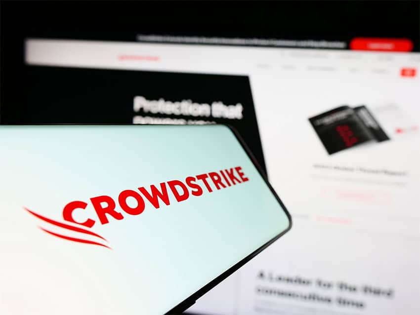 The CrowdStrike logo and webpage