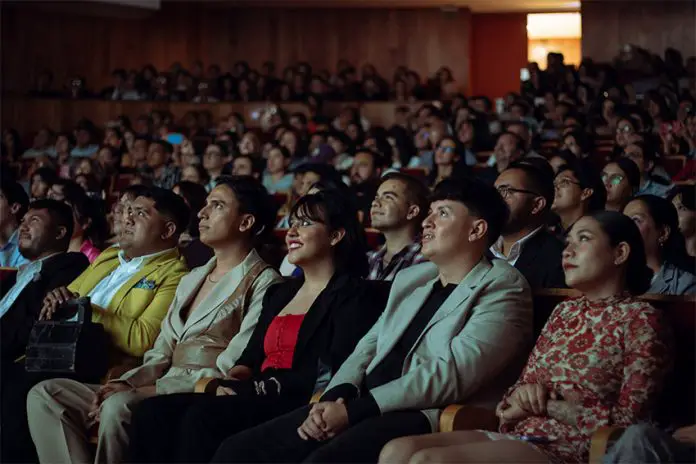 A rapt audience in the dark watches a film at last year's Guanajuato International Film Festival (GIFF)