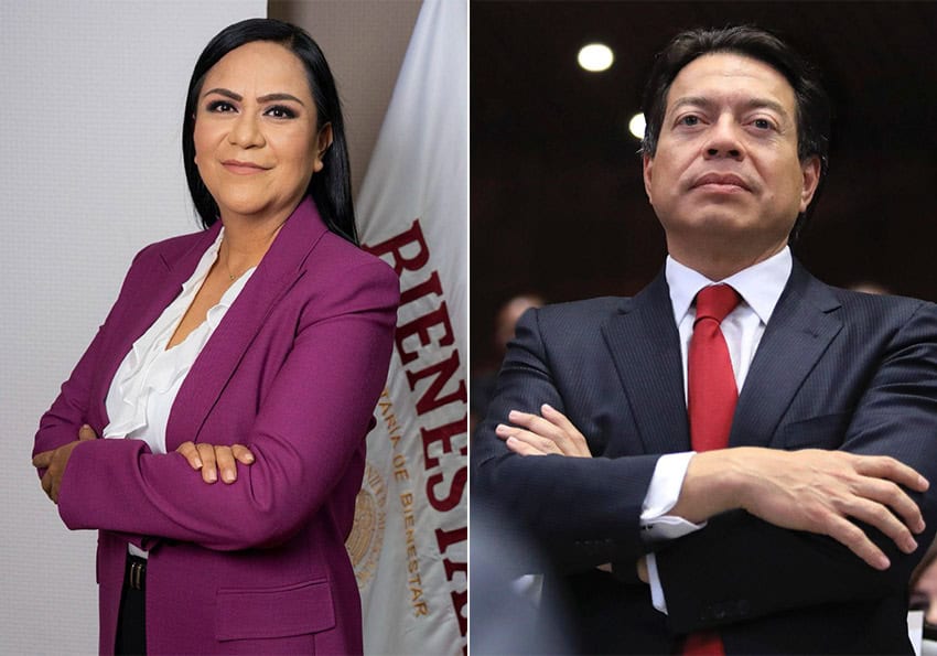 Portraits of Ariadna Montiel Reyes and Mario Delgado, two of Sheinbaum's most recent cabinet appointments