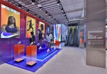 Art and merchandise in the Nike and Jordan Brand joint store in Mexico City.