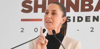 President-elect Claudia Sheinbaum speaks at a conference.