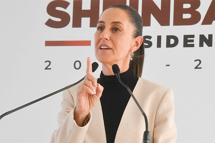 President-elect Claudia Sheinbaum speaks at a conference.