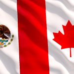 Mexico flag and Canada flag