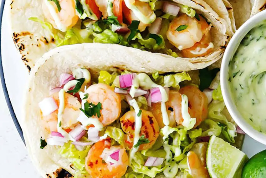 Wasabi shrimp tacos