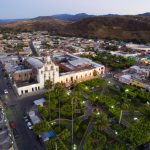 Aerial shot of the main square of Ahuacatlan.
