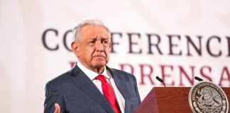 AMLO at the morning press conference discussing reforms