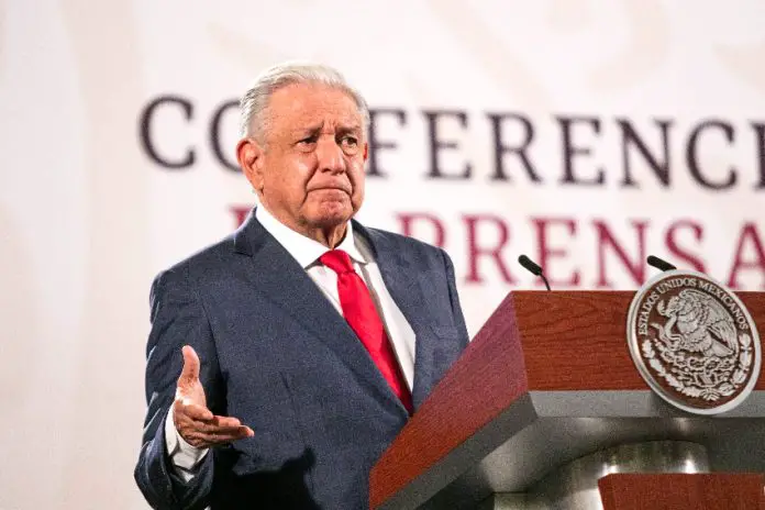 AMLO at the morning press conference discussing reforms