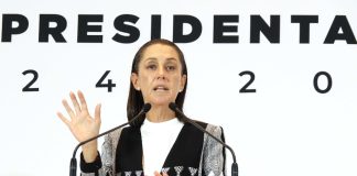 President-elect Claudia Sheinbaum at a podium