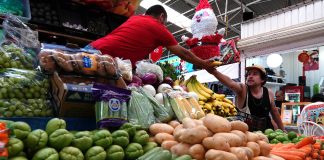 Market stand with vegetables