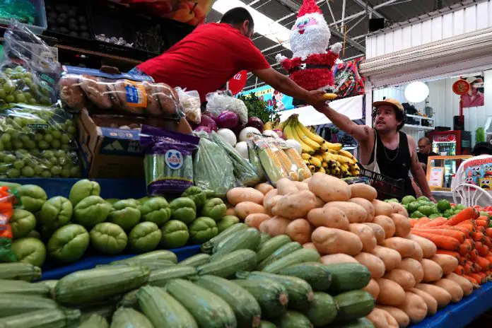 Market stand with vegetables