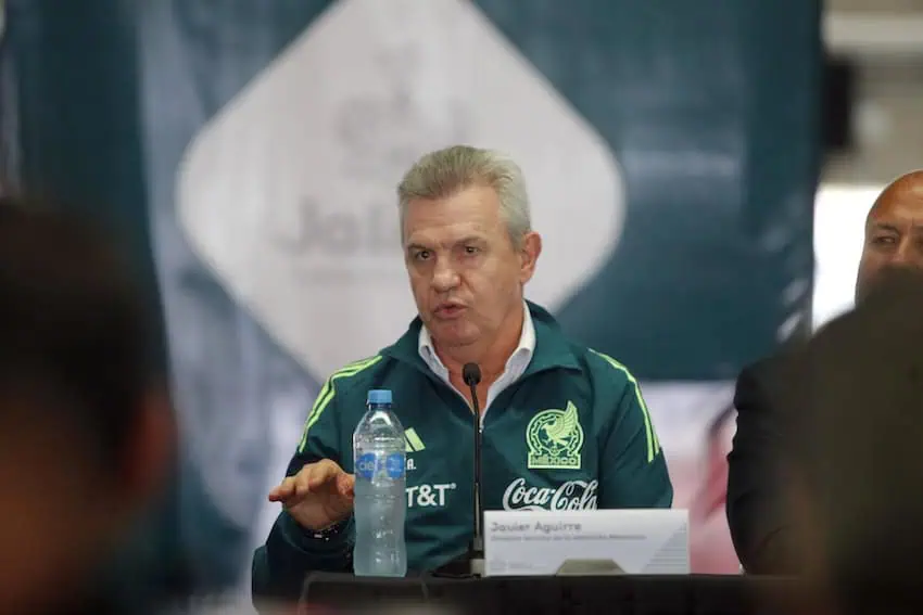 Javier Aguirre, coach of the Mexican men's soccer team or El Tri, speaks at a press conference