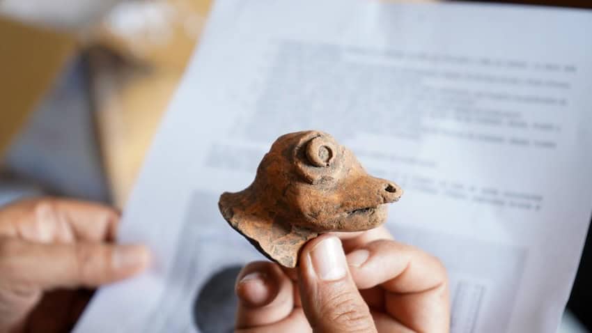 A small clay Mexican statue, the fruit of the government's recent artifact recovery efforts