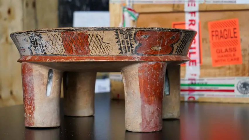 A painted clay bowl recovered by the Mexican government from abroad