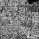 Ancient Maya stela containing hieroglyphics found at Coba archeological zone in Quintana Roo