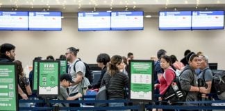 Passengers in line at Tulum International Airport